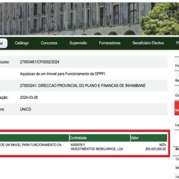 “Testa de ferro” de Manuel Chang vende imóvel ao Estado por mais de 260 milhões de meticais, segundo o CDD