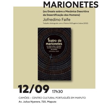 Teatro de Marionetes: Livro de Jofredino Faife será lançado esta semana no Camões